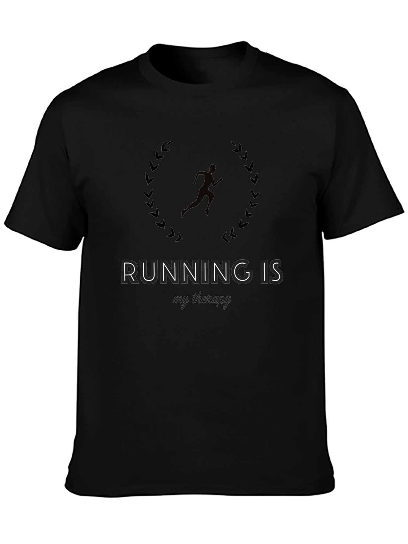 Running is My Therapy Black Graphic Tee