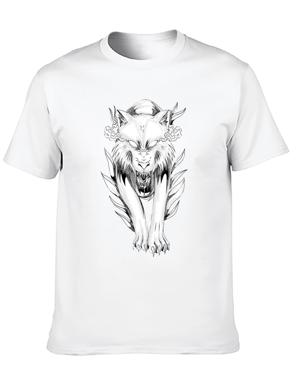 Black T-Shirt with Wolf Graphic