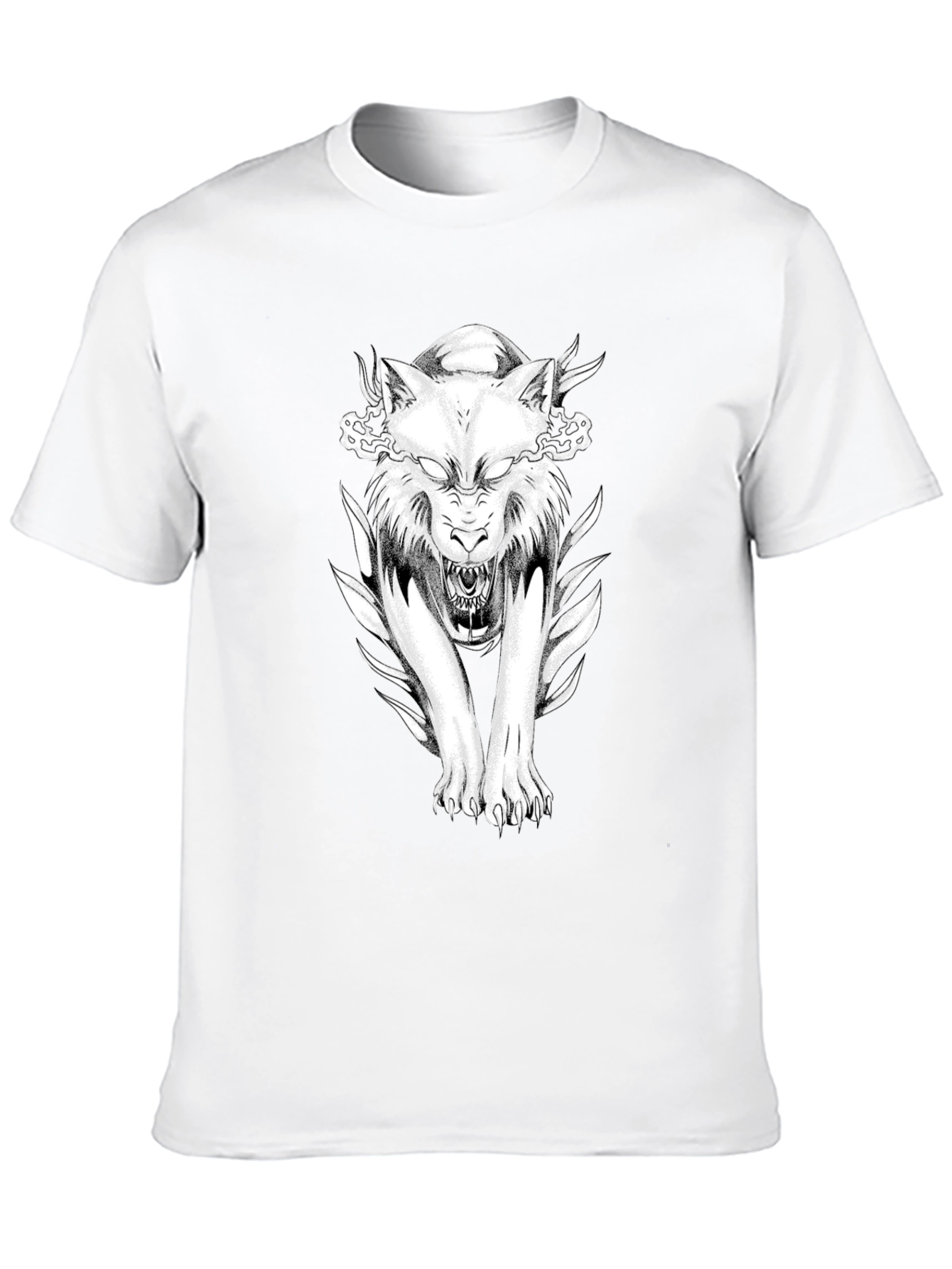 Black T-Shirt with Wolf Graphic