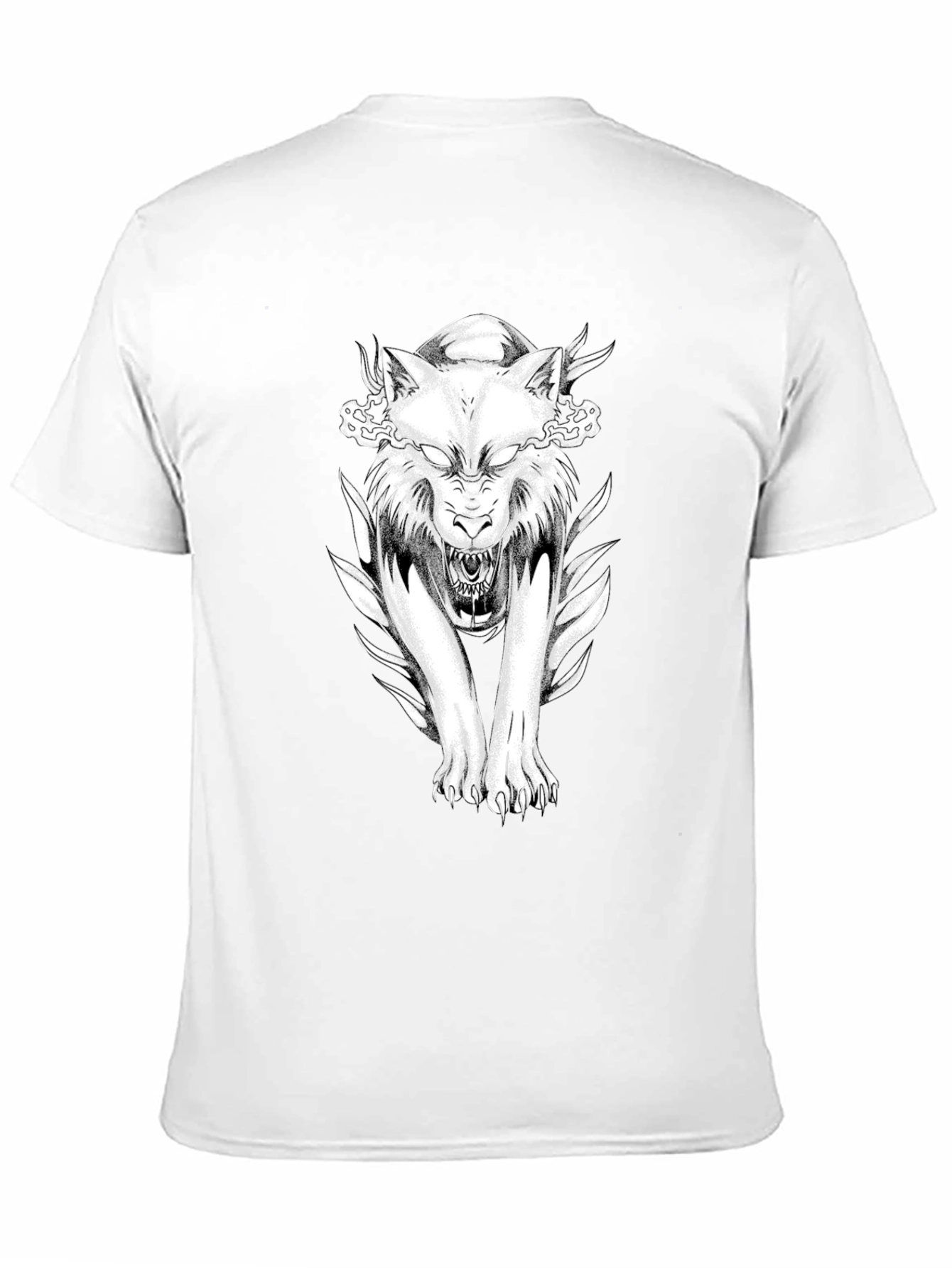 Black T-Shirt with Wolf Graphic