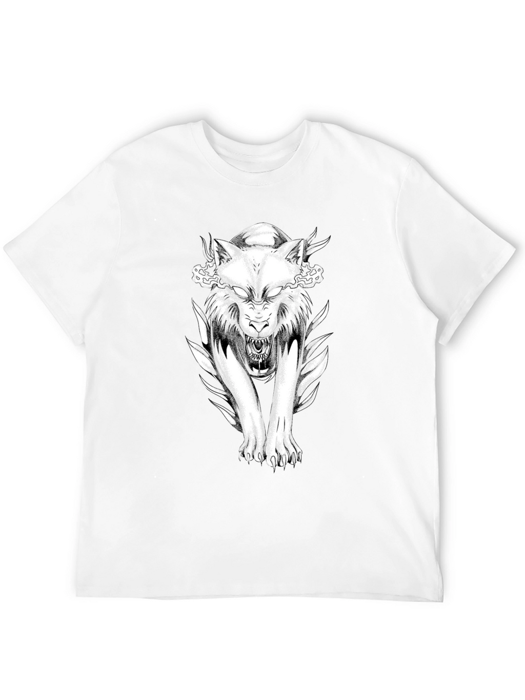 Black T-Shirt with Wolf Graphic