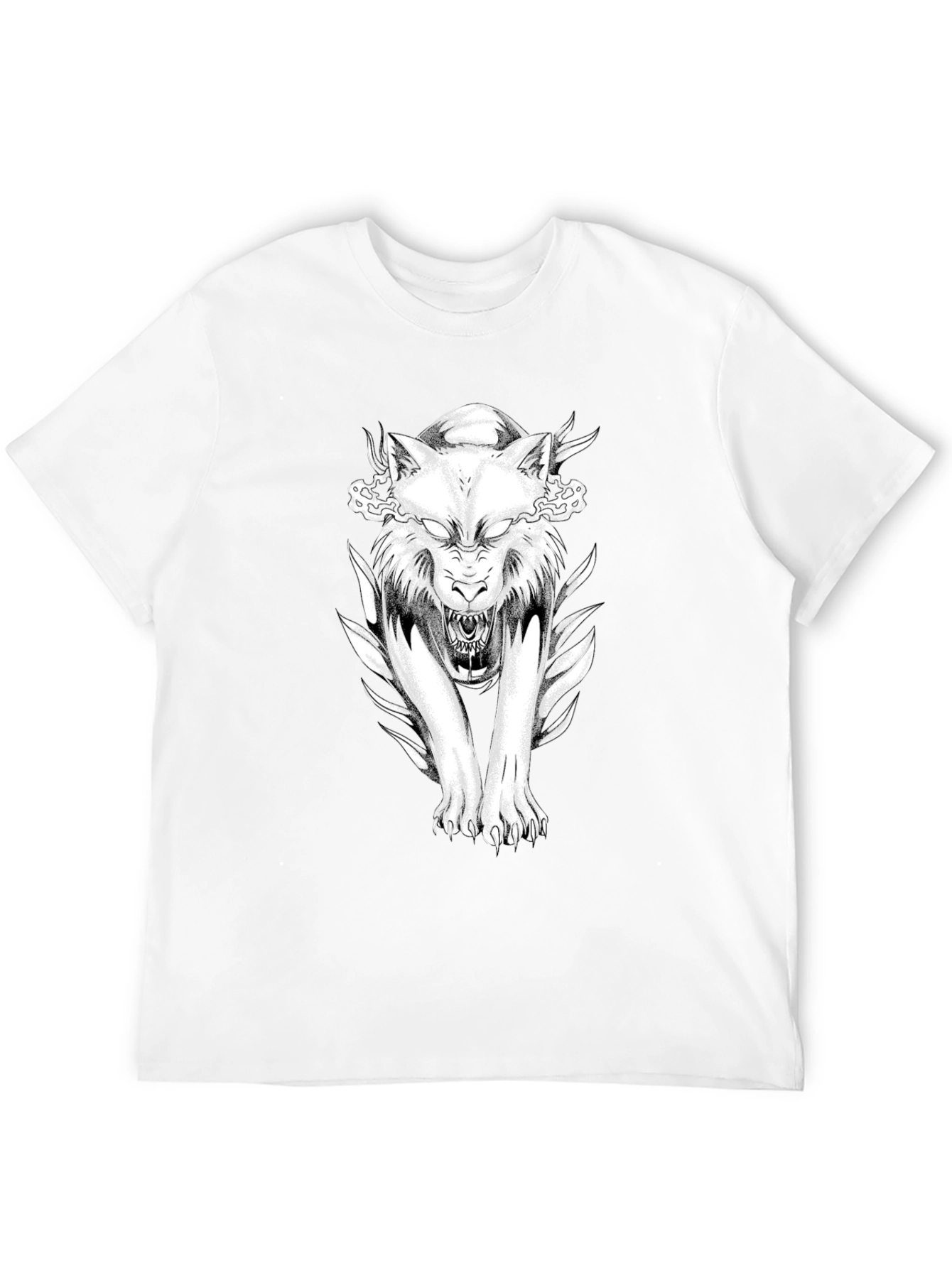 Black T-Shirt with Wolf Graphic