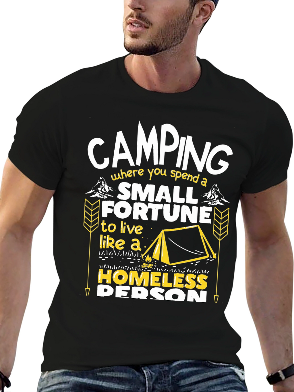 Camping Small Fortune Humor Graphic Tee