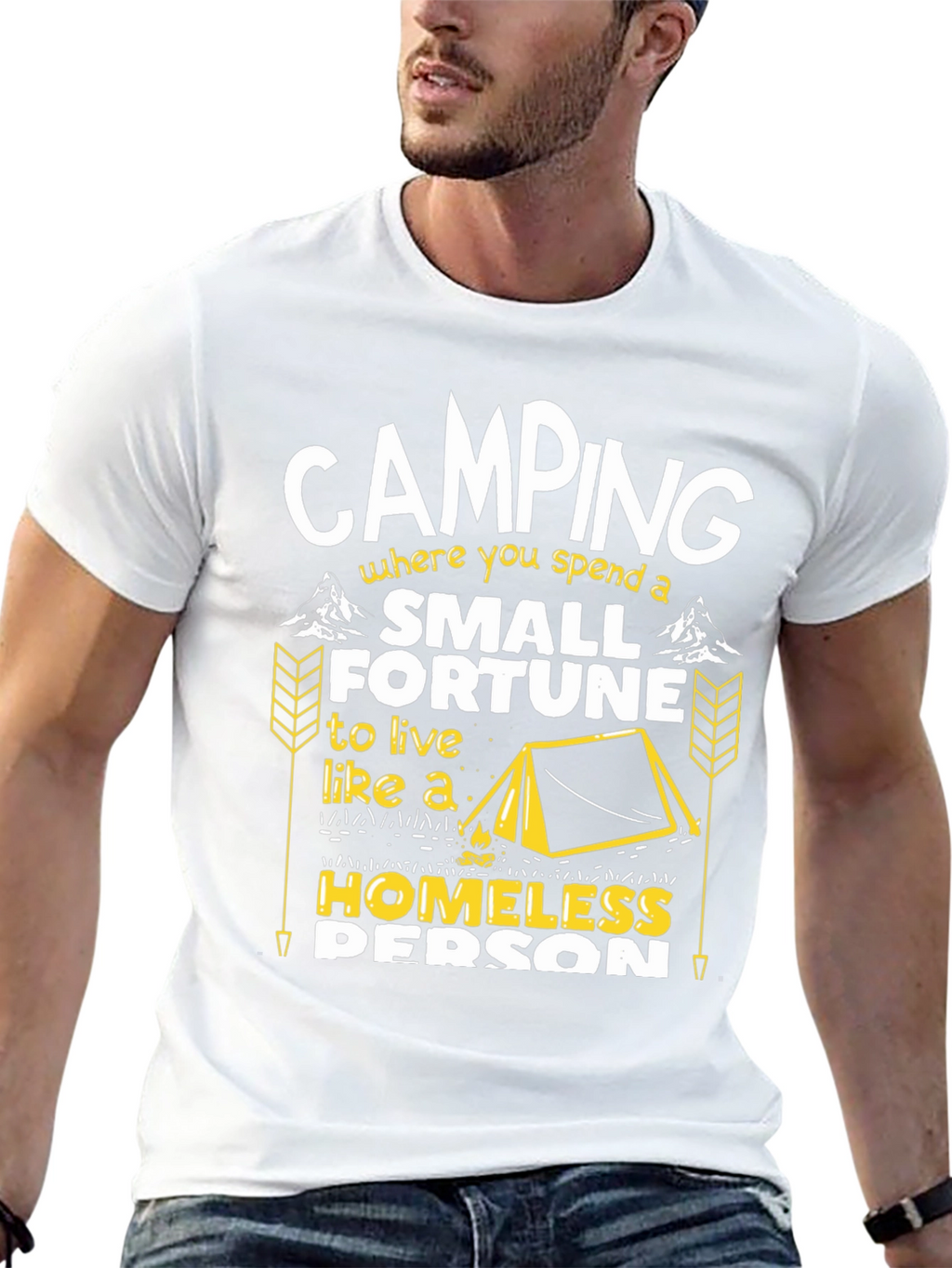 Camping Small Fortune Humor Graphic Tee