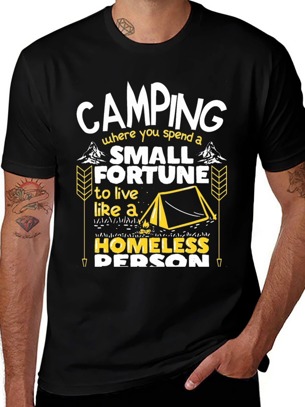 Camping Small Fortune Humor Graphic Tee