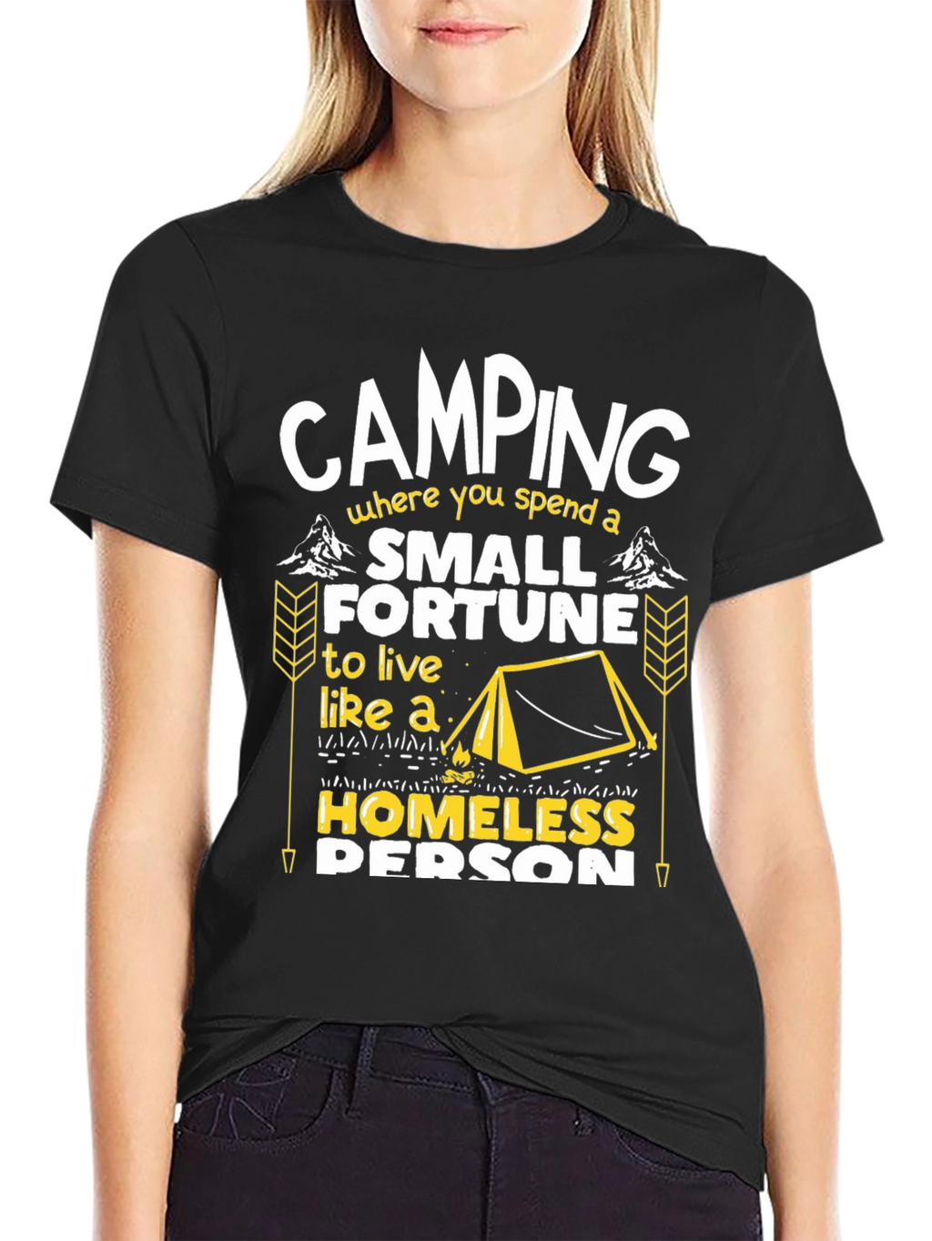 Camping Small Fortune Humor Graphic Tee