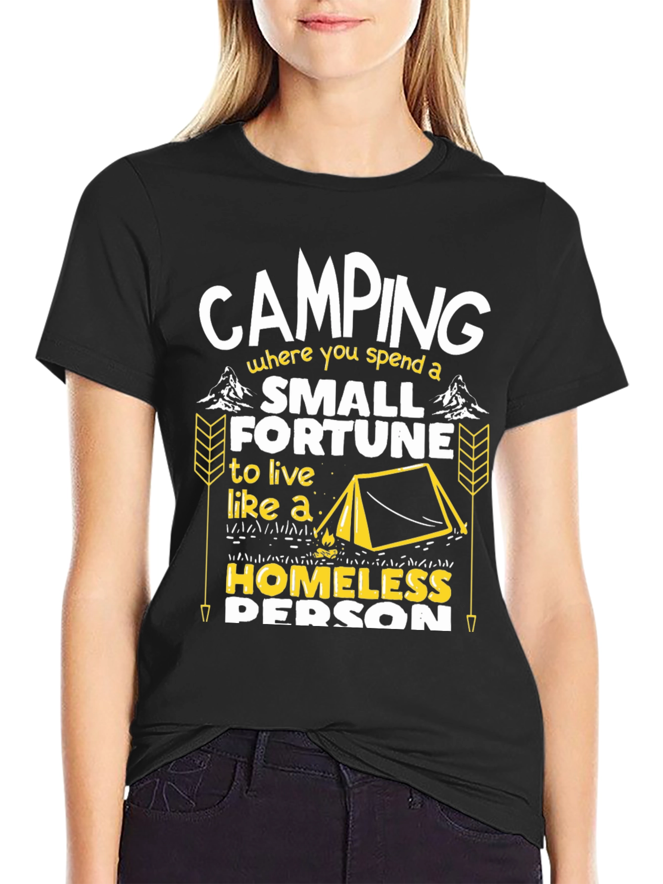 Camping Small Fortune Humor Graphic Tee