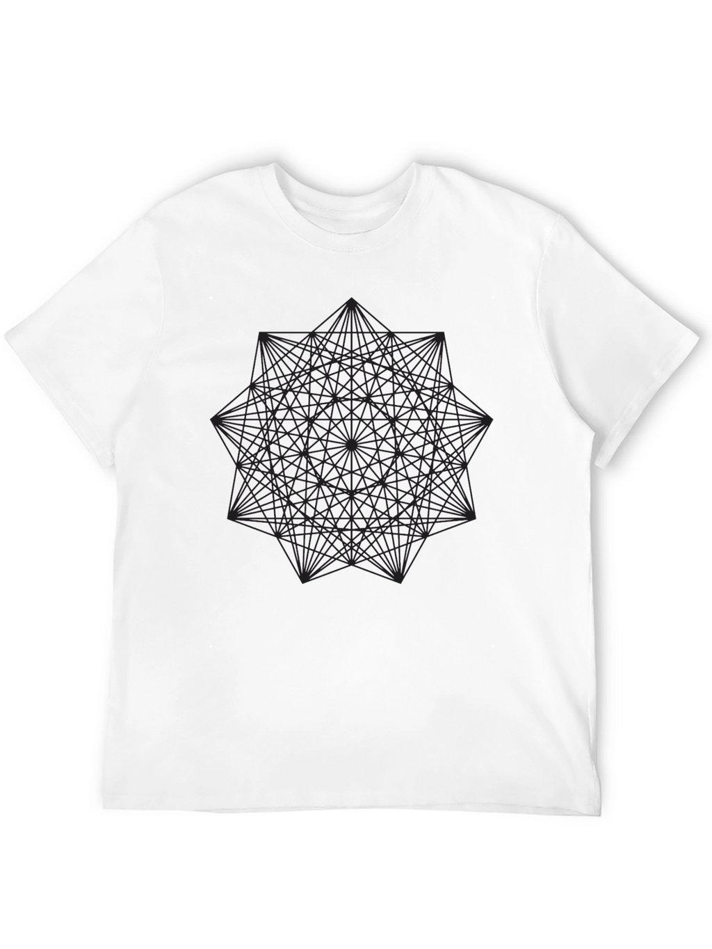Geometric Line Art Black T-Shirt