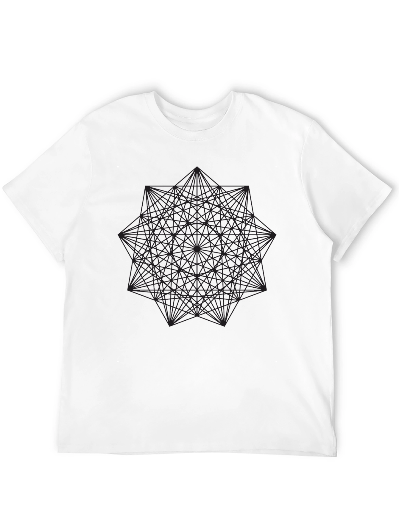 Geometric Line Art Black T-Shirt