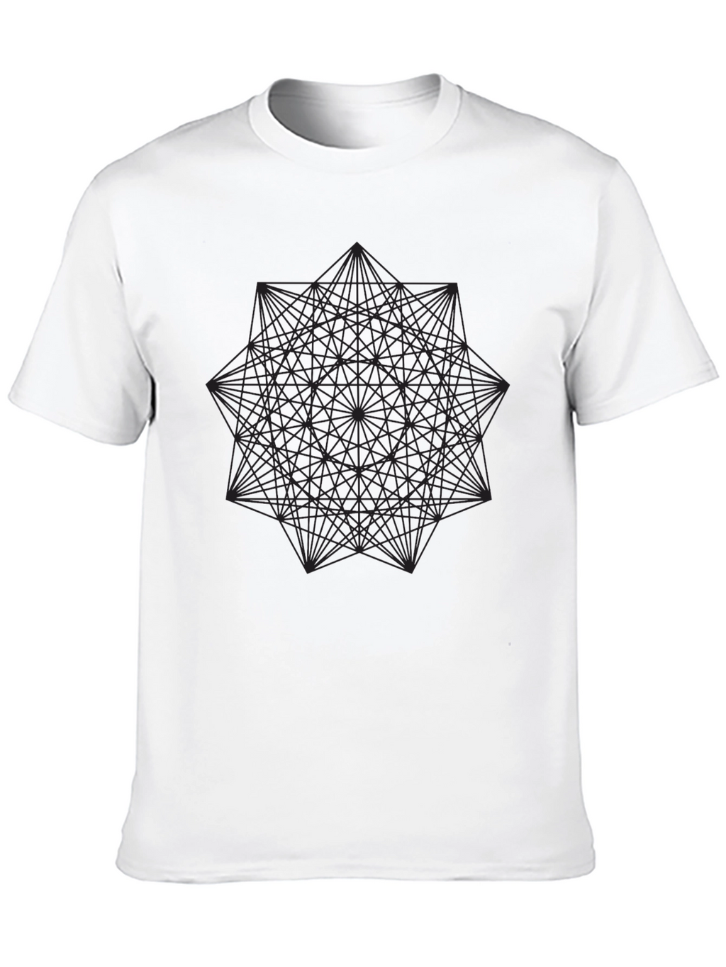 Geometric Line Art Black T-Shirt