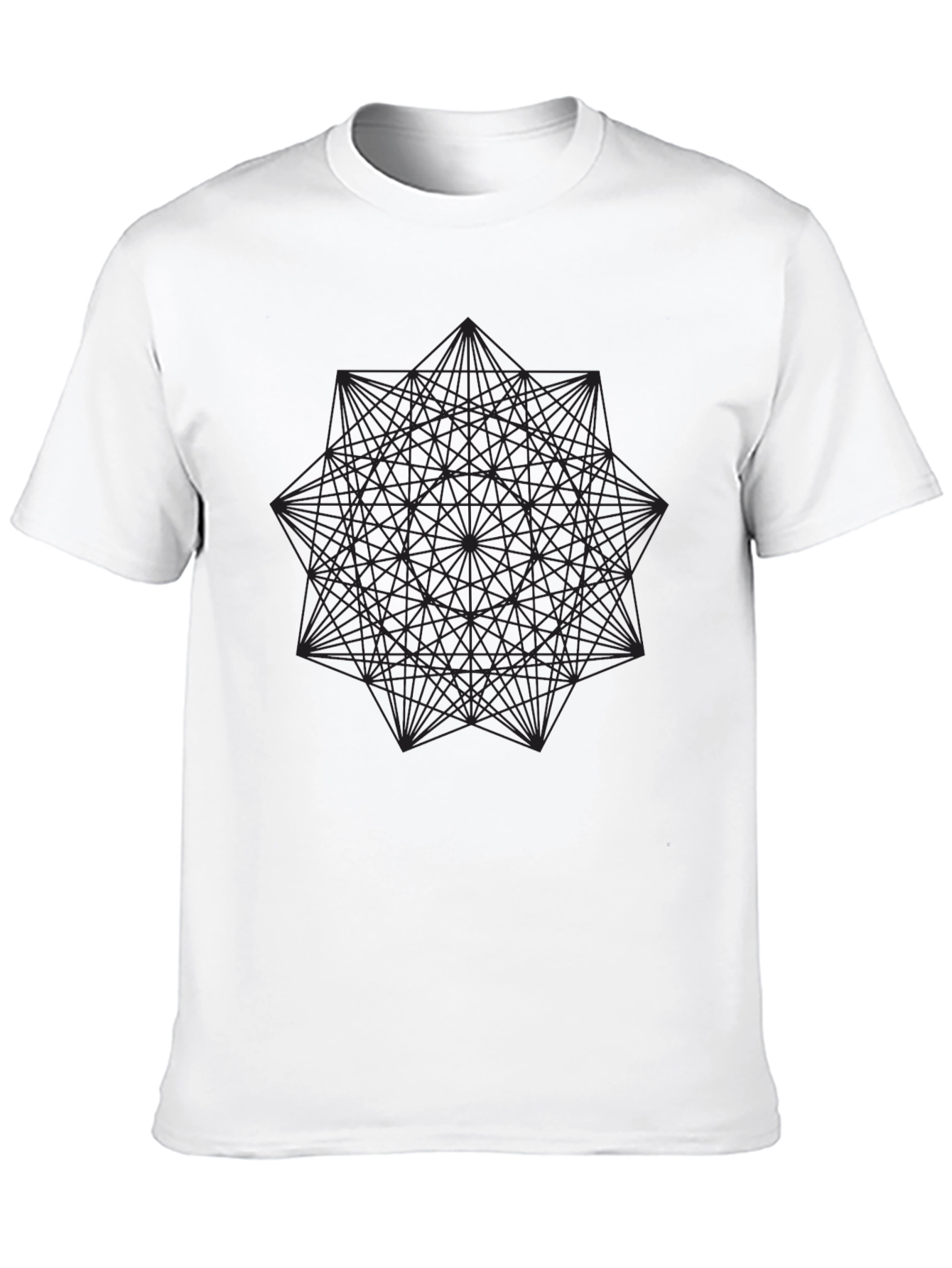 Geometric Line Art Black T-Shirt