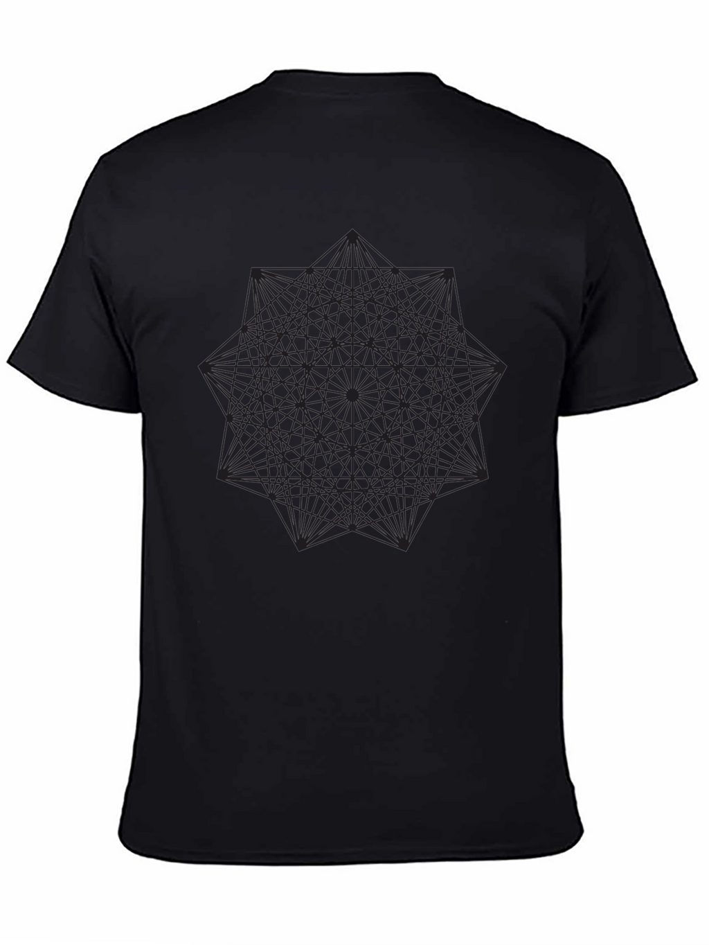 Geometric Line Art Black T-Shirt