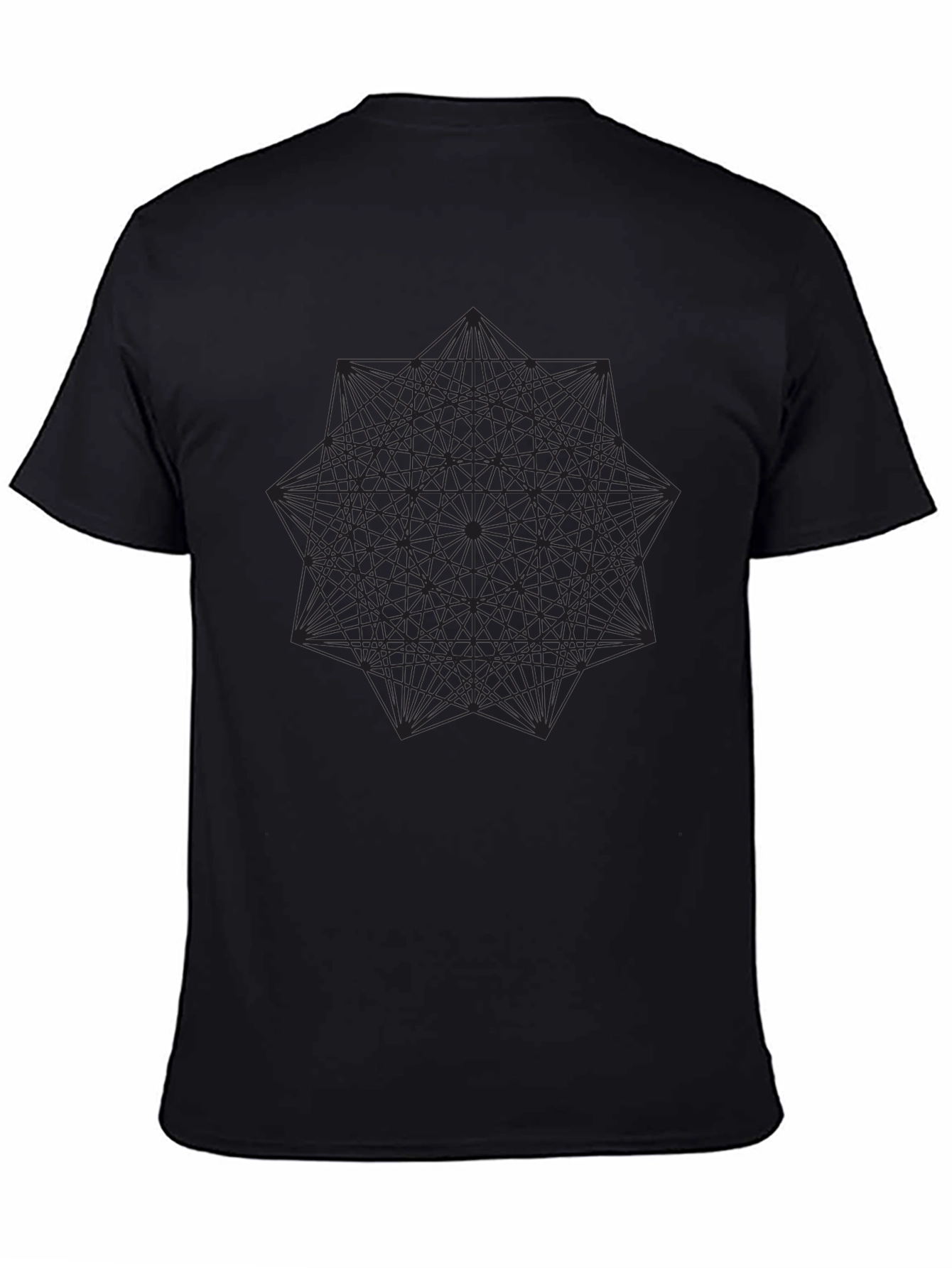Geometric Line Art Black T-Shirt