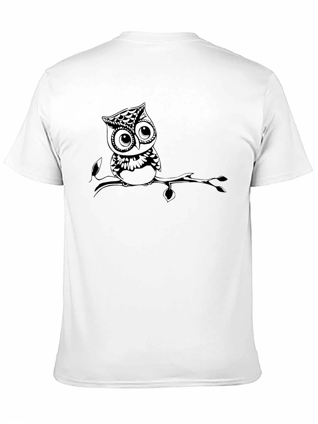 Owl on Branch Black T-Shirt