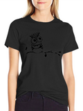 Owl on Branch Black T-Shirt