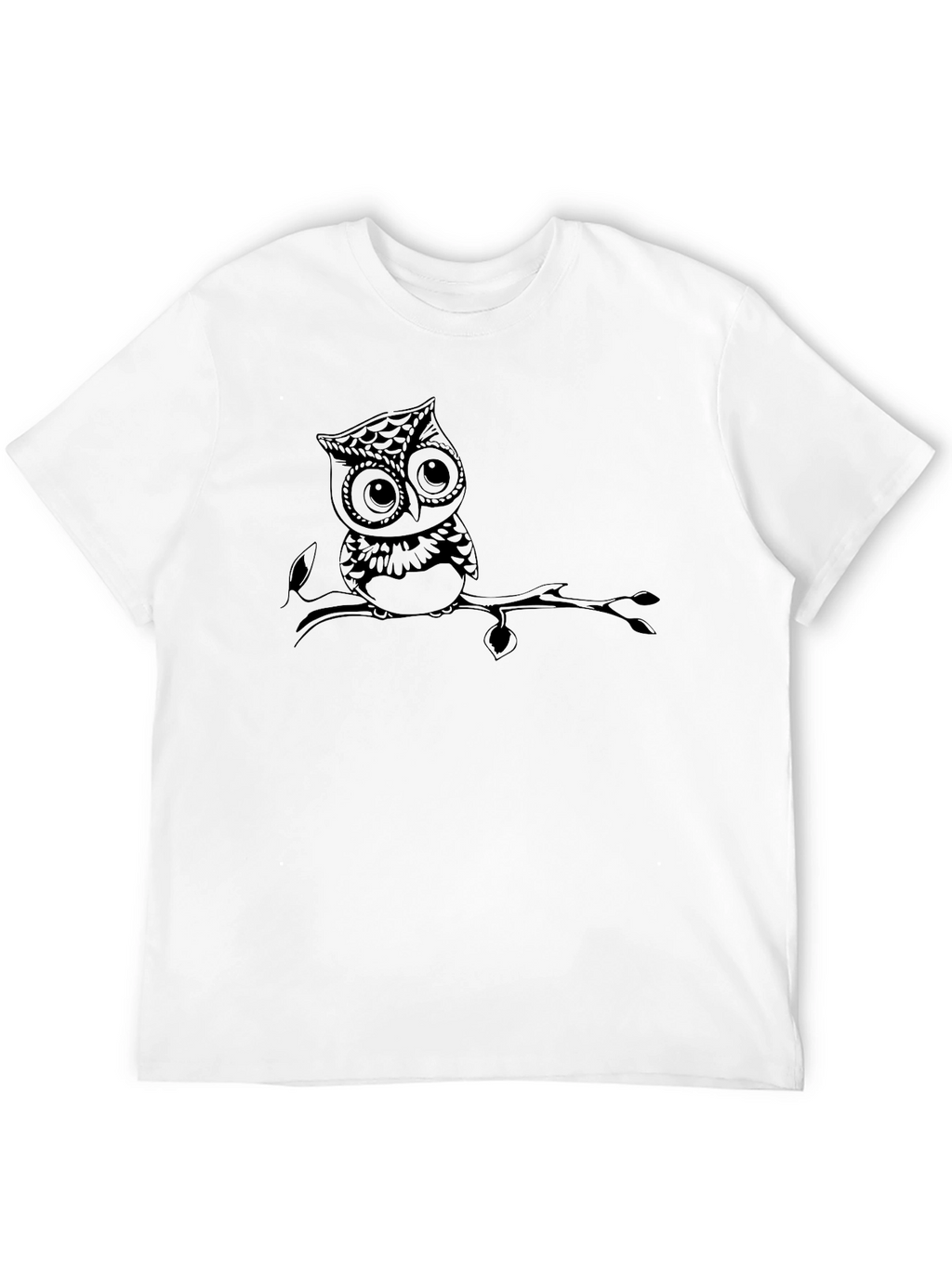 Owl on Branch Black T-Shirt