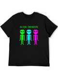 Alien Invaders Retro Pixel Art Black T-Shirt