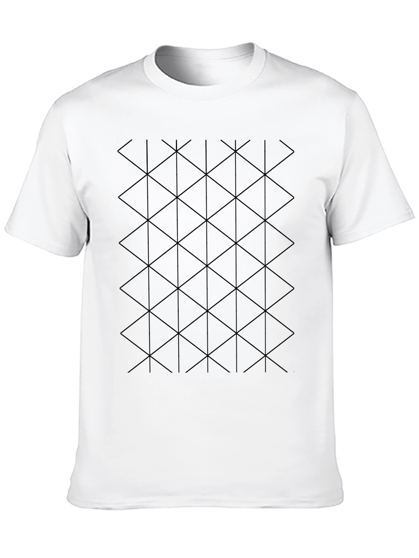 Geometric Triangle Pattern Black T-Shirt