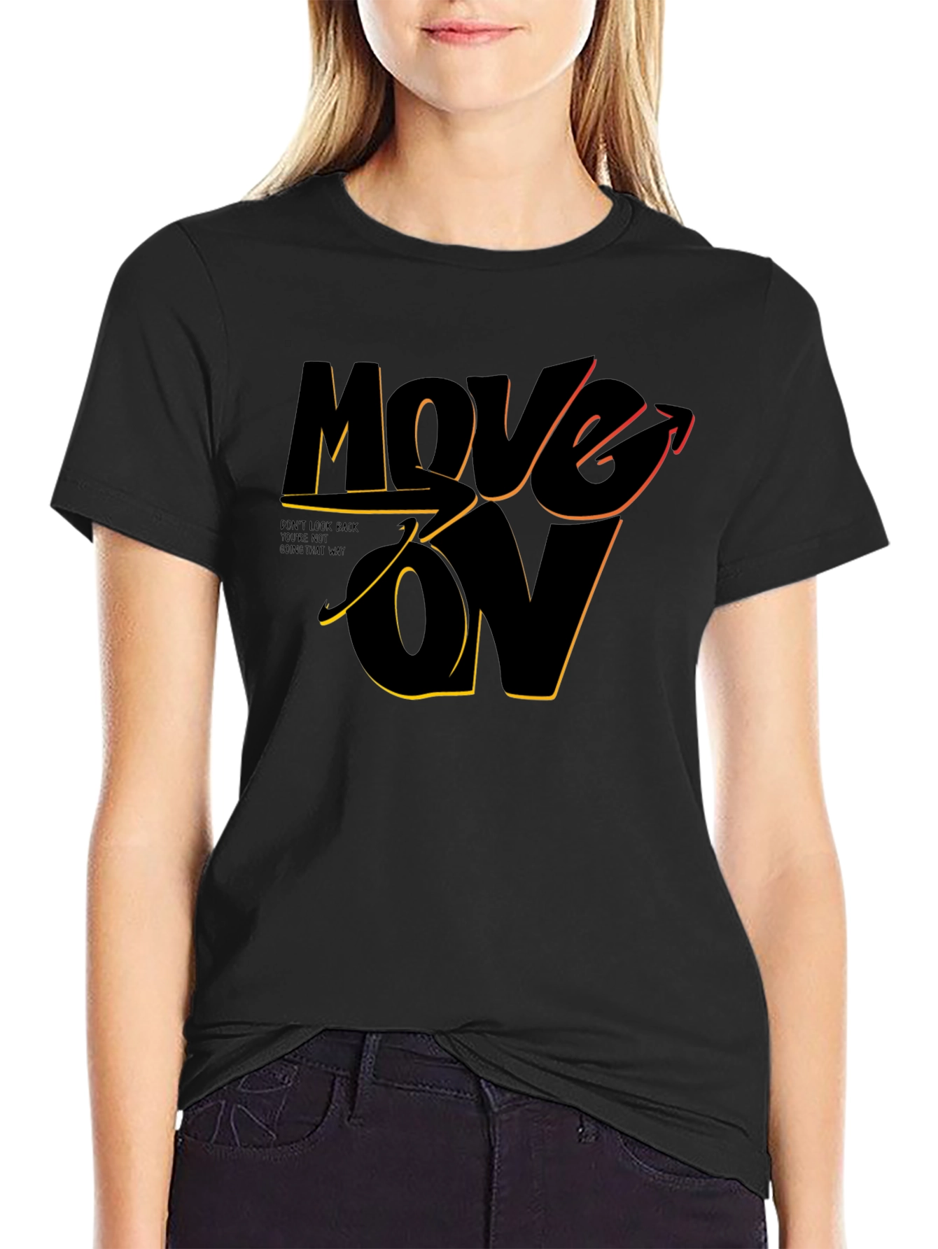 Move On Graphic Print Black T-Shirt
