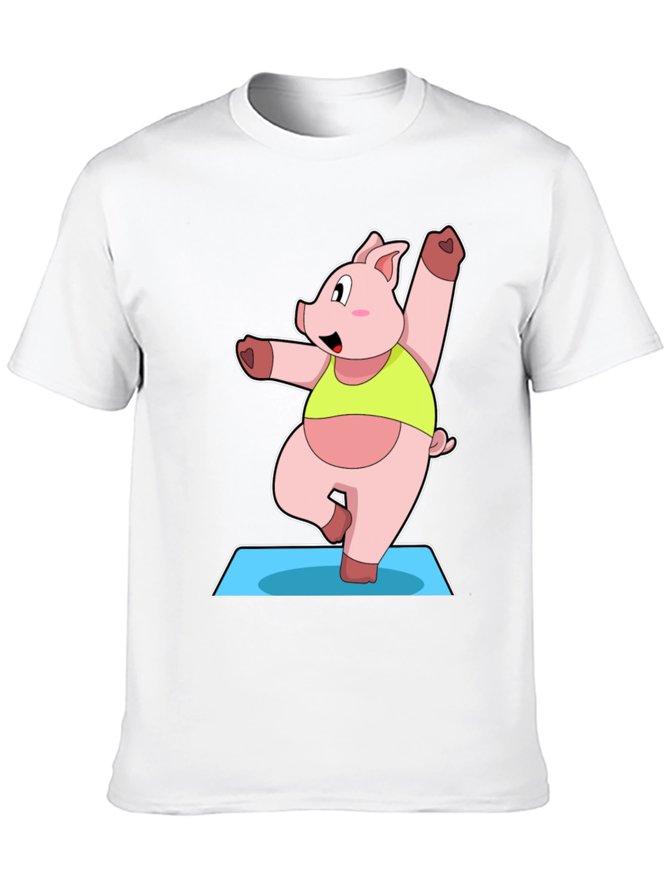 Yoga Pig Black T-Shirt - Funny Cartoon Animal Tee