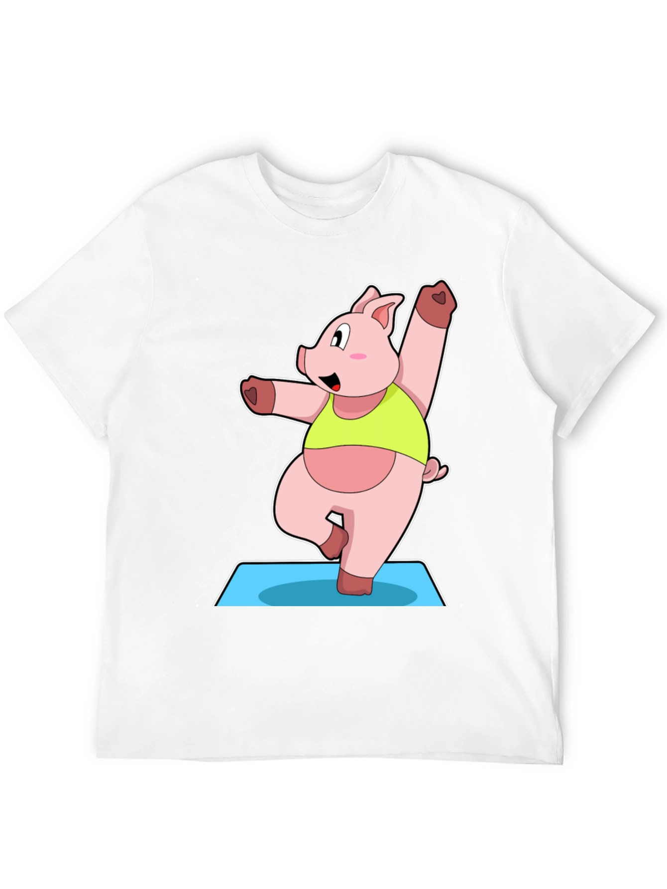 Yoga Pig Black T-Shirt - Funny Cartoon Animal Tee