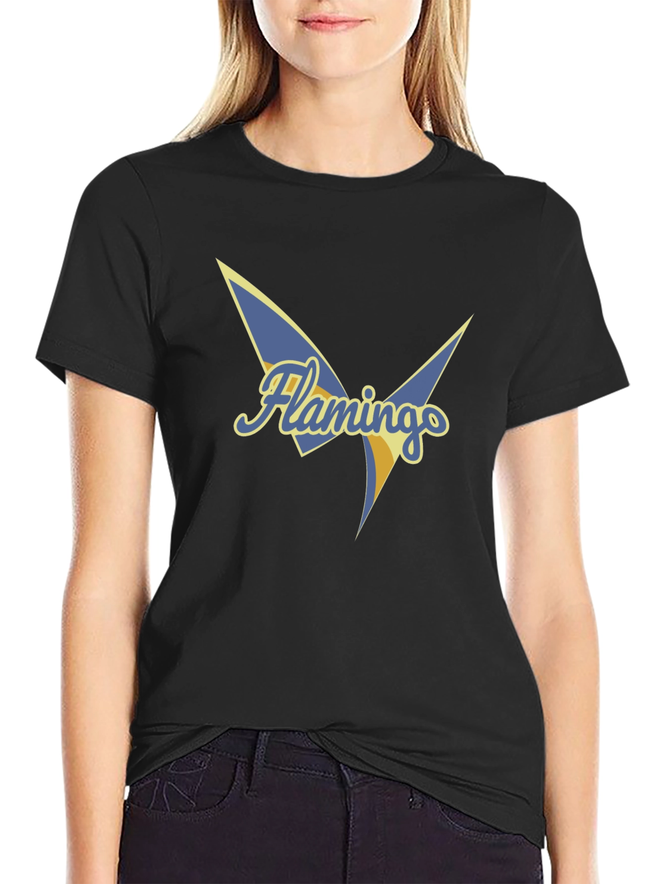 Flamingos Graphic Tee - Black Cotton Casual Shirt