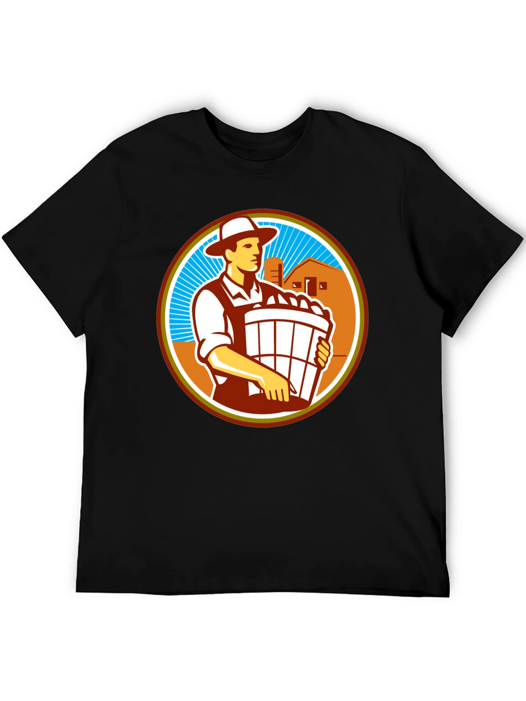 Retro Farmer Circle Graphic T-Shirt