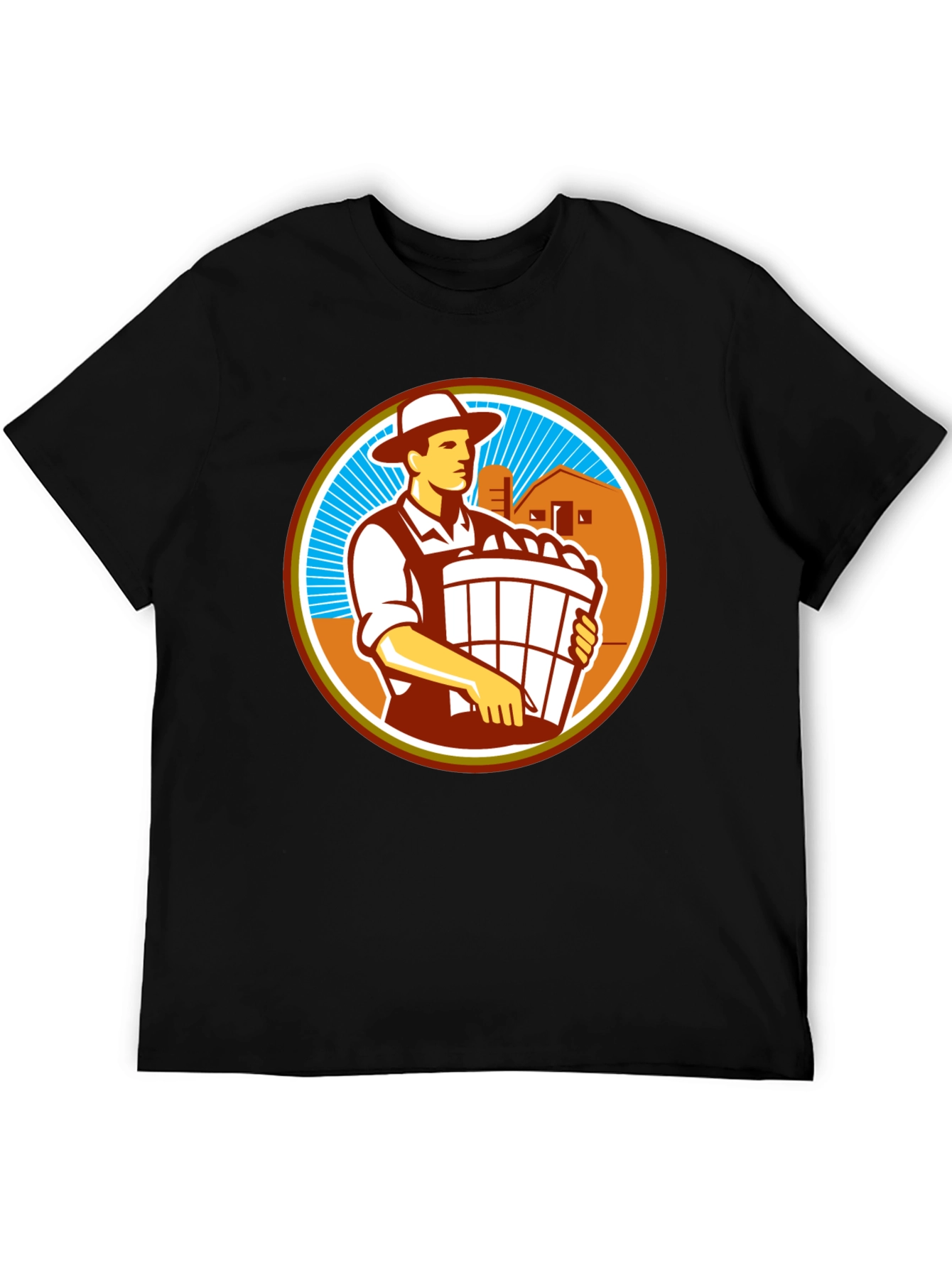 Retro Farmer Circle Graphic T-Shirt