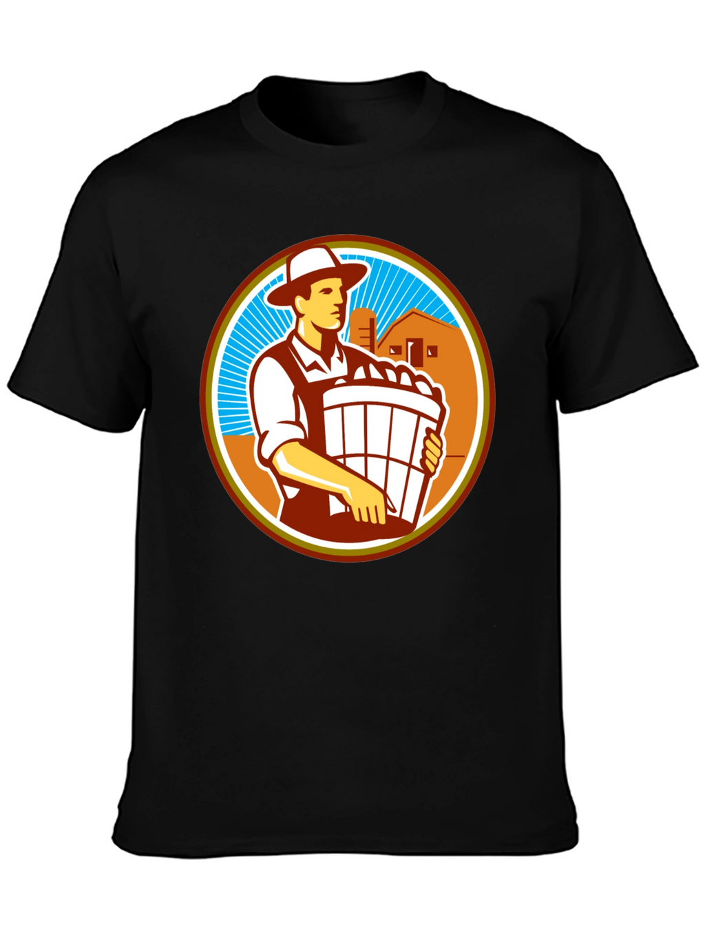 Retro Farmer Circle Graphic T-Shirt
