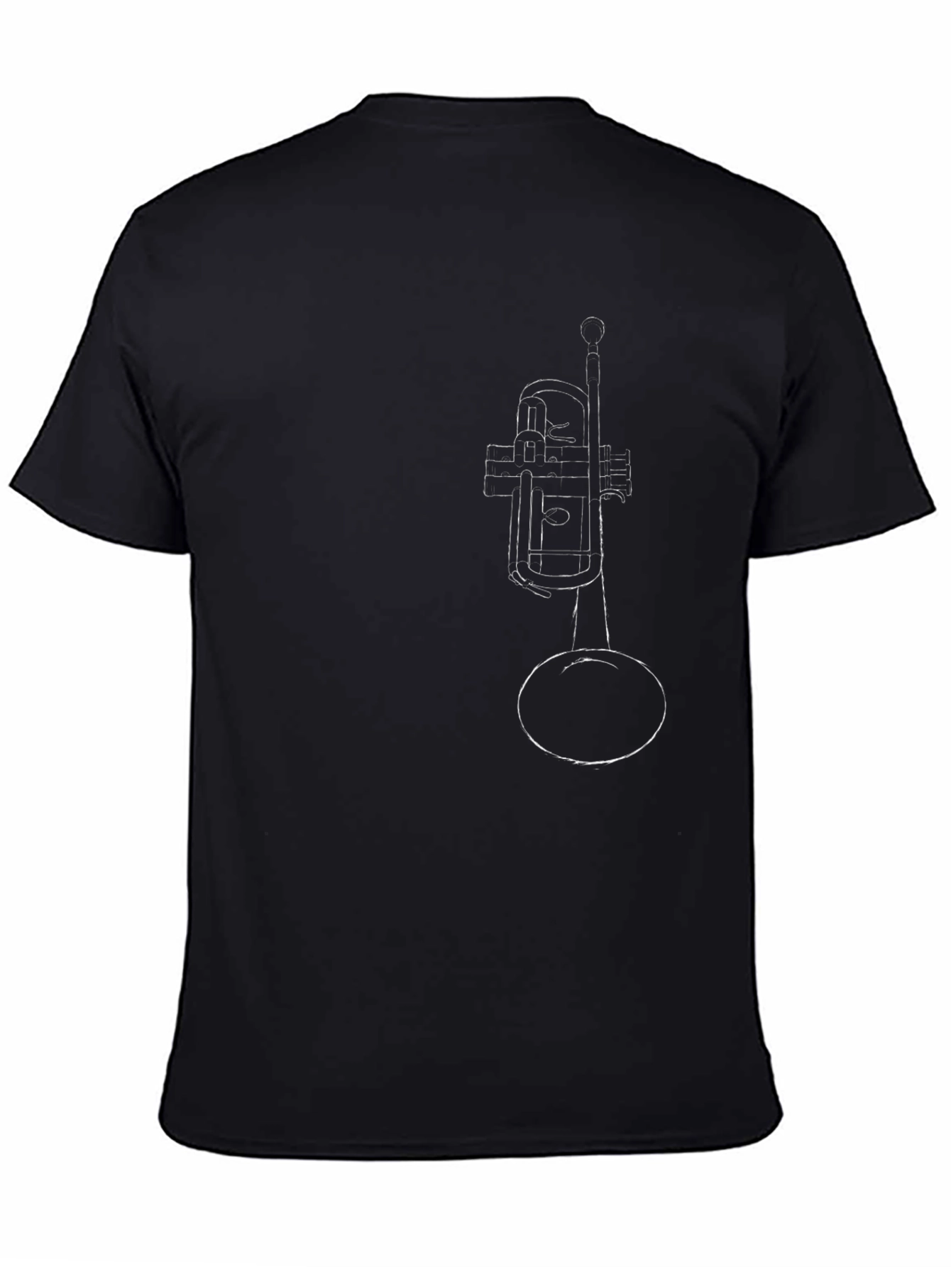 Minimalist Trumpet Graphic Tee - Black Cotton