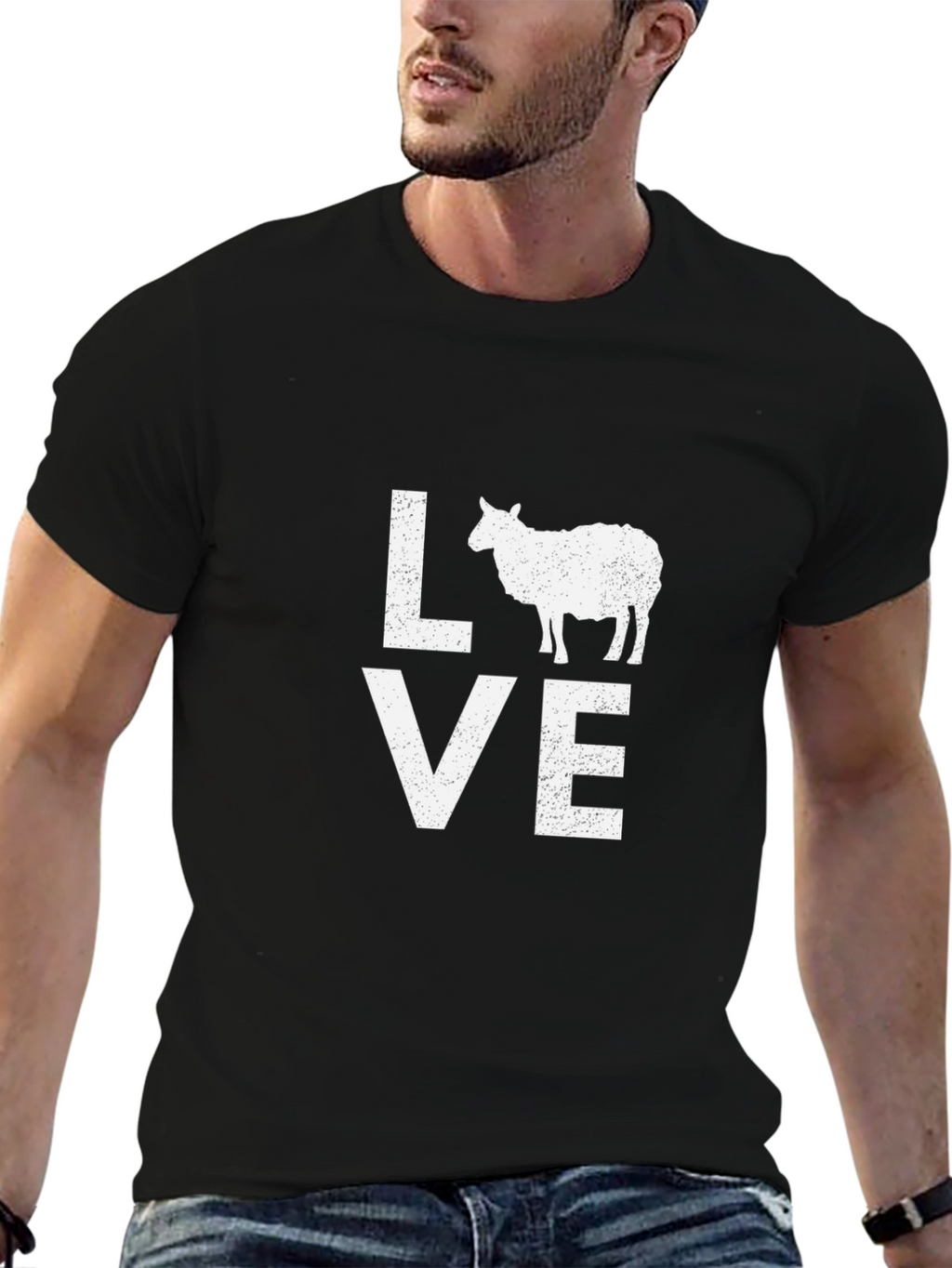 Love Sheep Graphic Tee - Black Cotton T-Shirt
