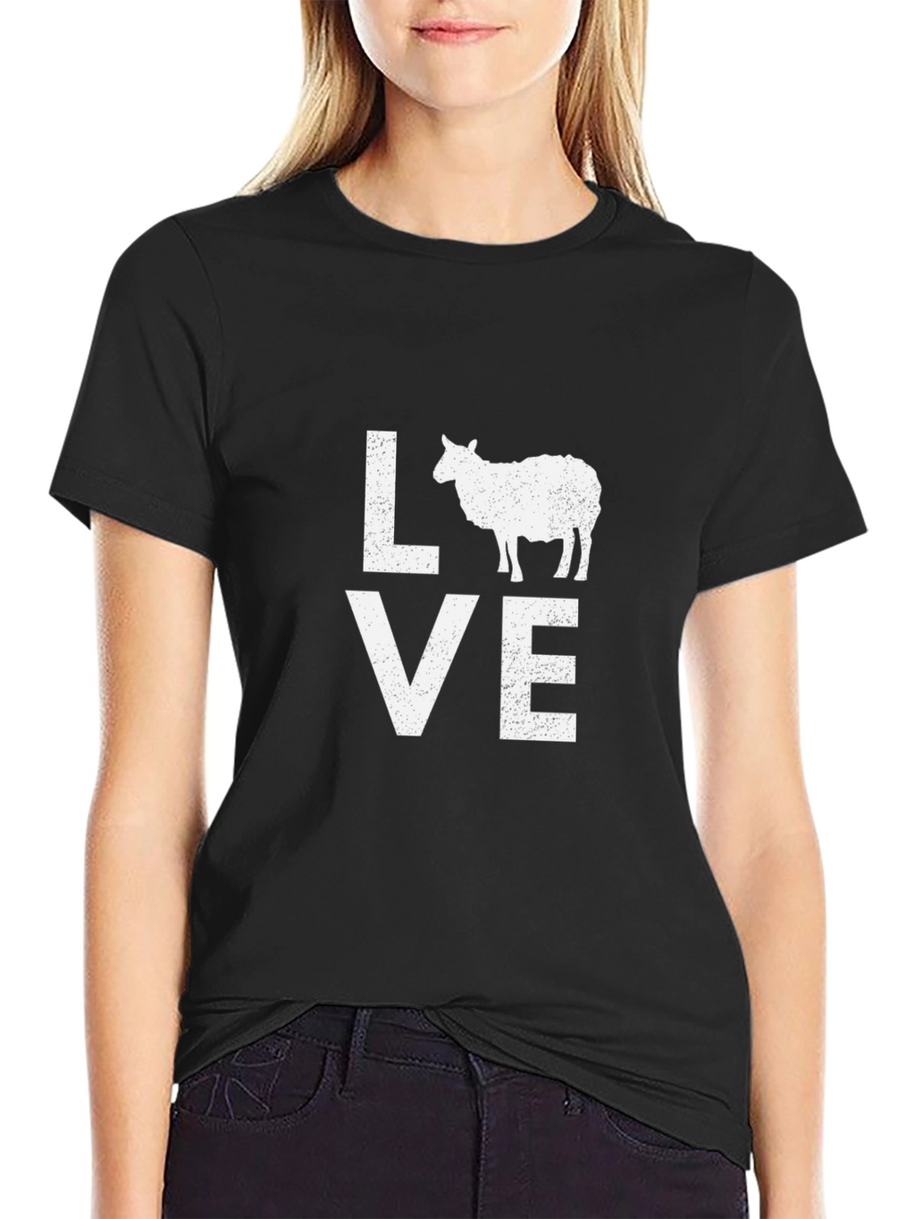 Love Sheep Graphic Tee - Black Cotton T-Shirt