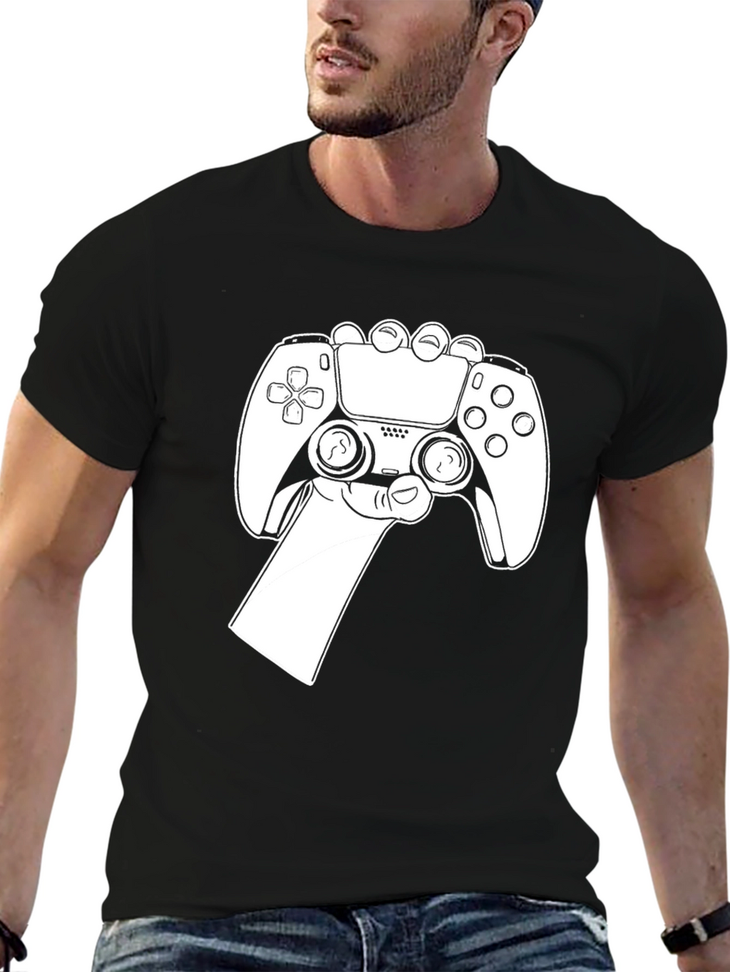 Gamer Style Black T-Shirt - Controller Design