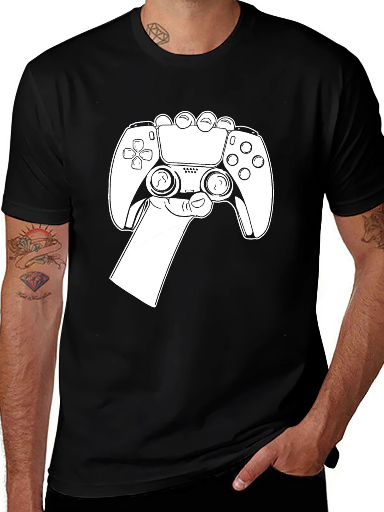 Gamer Style Black T-Shirt - Controller Design