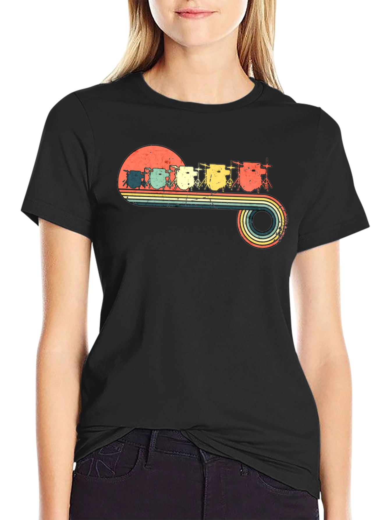 Retro Drum Set T-Shirt - Vintage Style