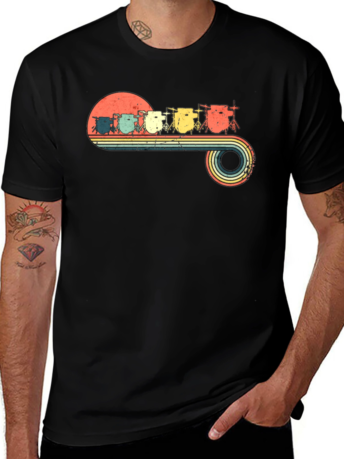 Retro Drum Set T-Shirt - Vintage Style