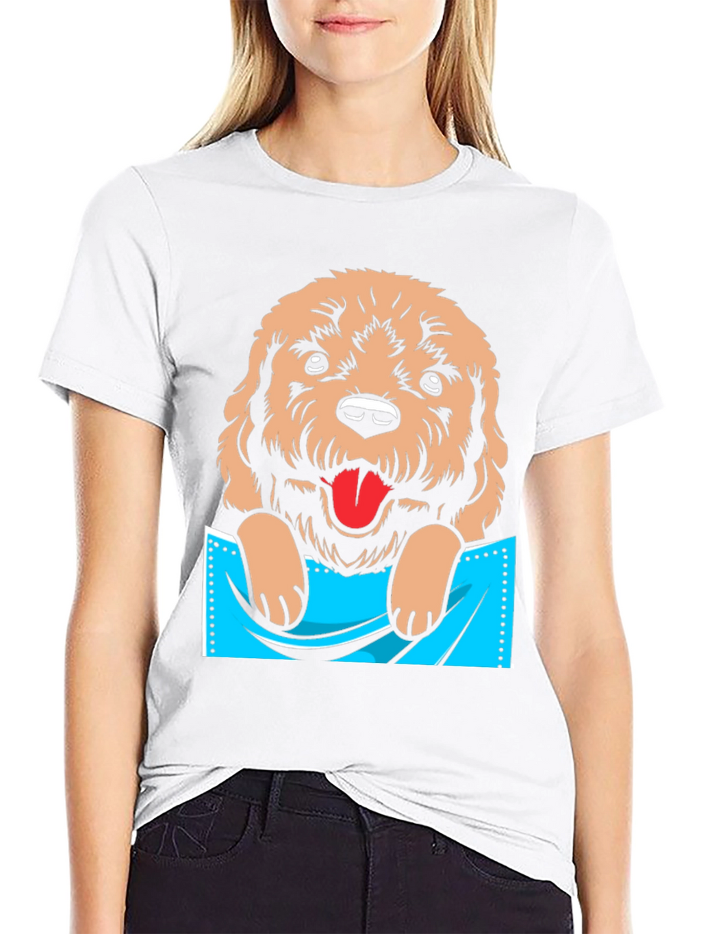 Cute Dog in Pocket Graphic T-Shirt