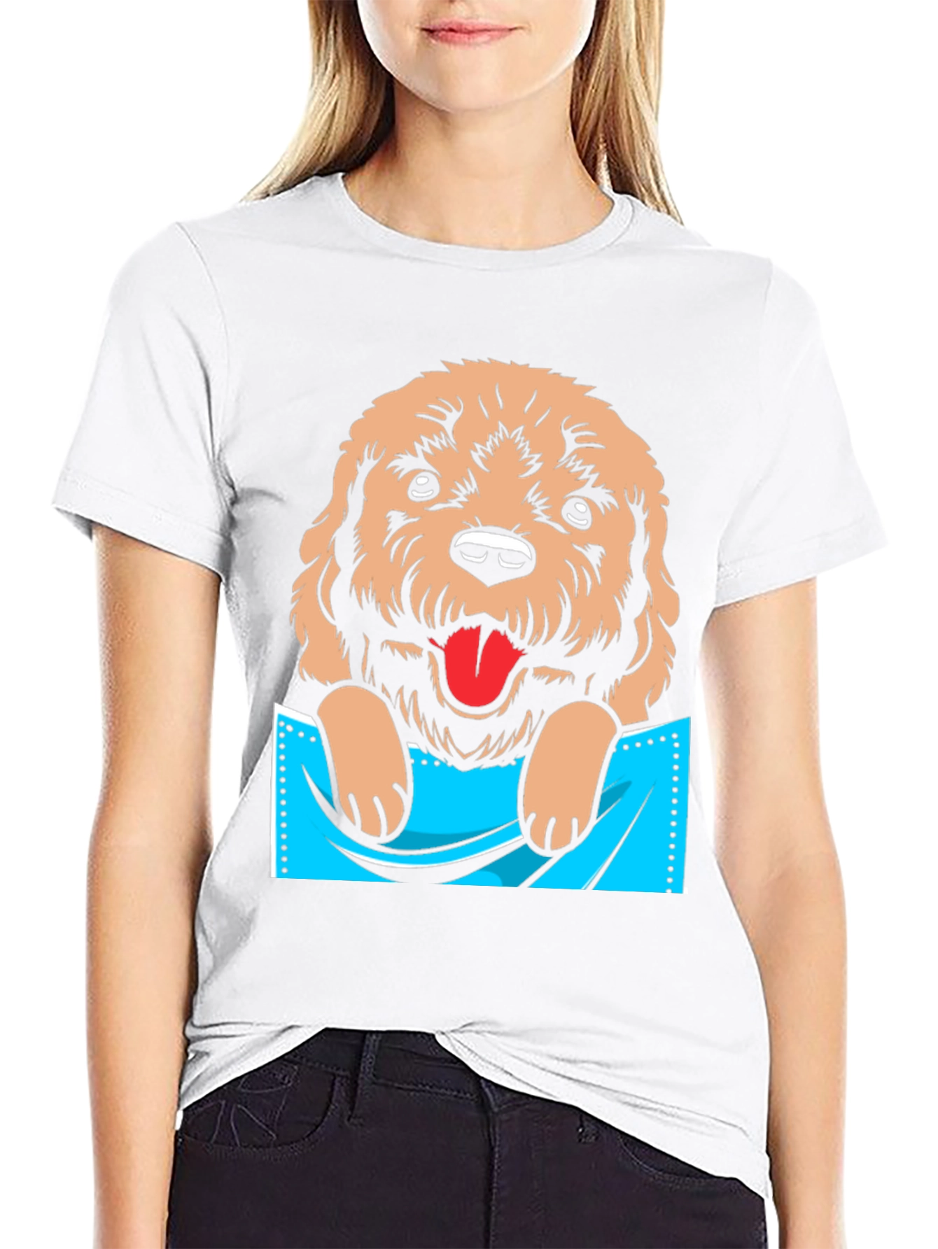 Cute Dog in Pocket Graphic T-Shirt