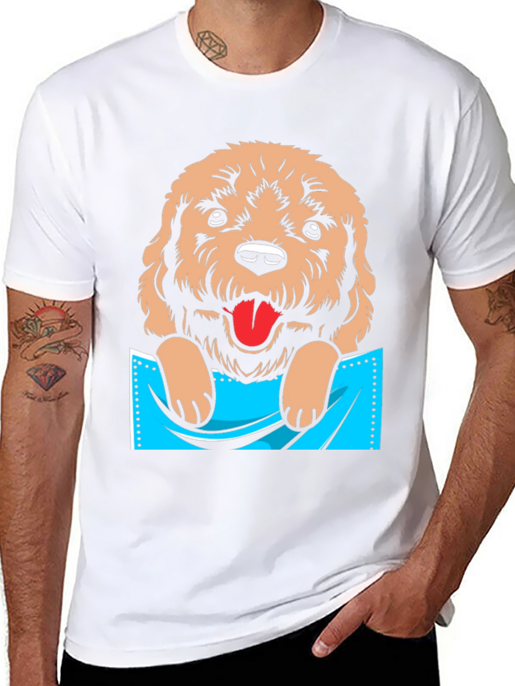 Cute Dog in Pocket Graphic T-Shirt