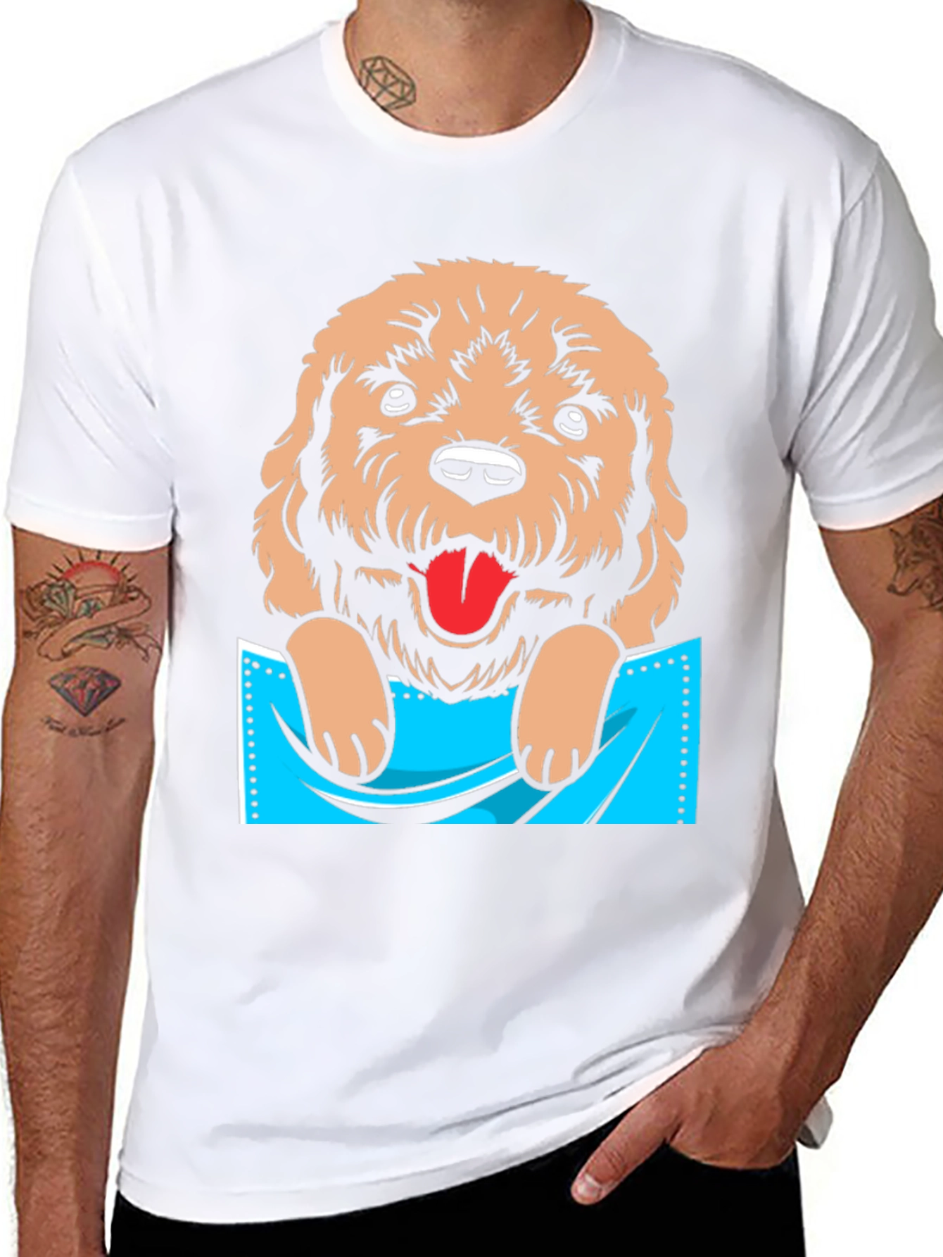 Cute Dog in Pocket Graphic T-Shirt