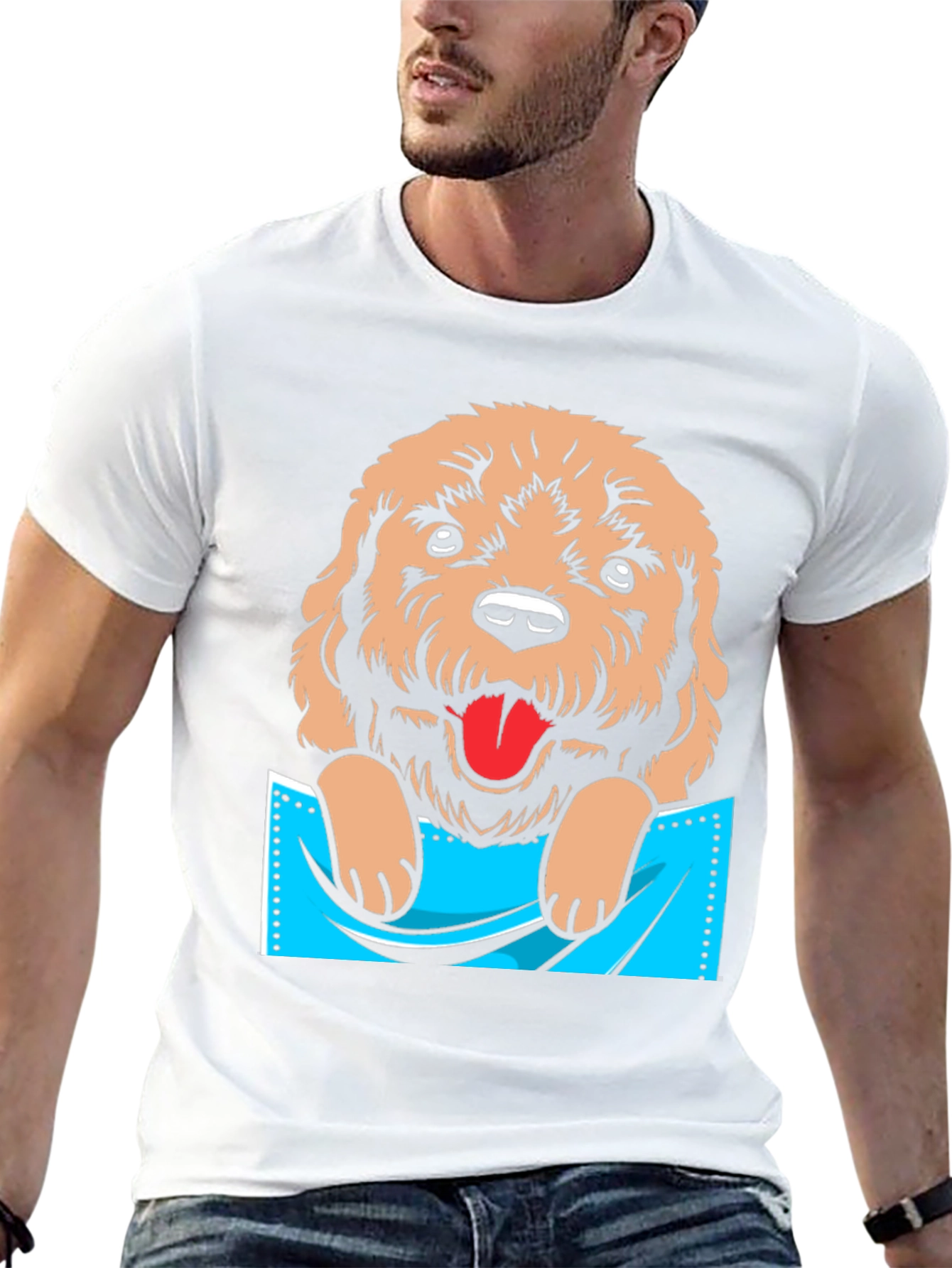 Cute Dog in Pocket Graphic T-Shirt