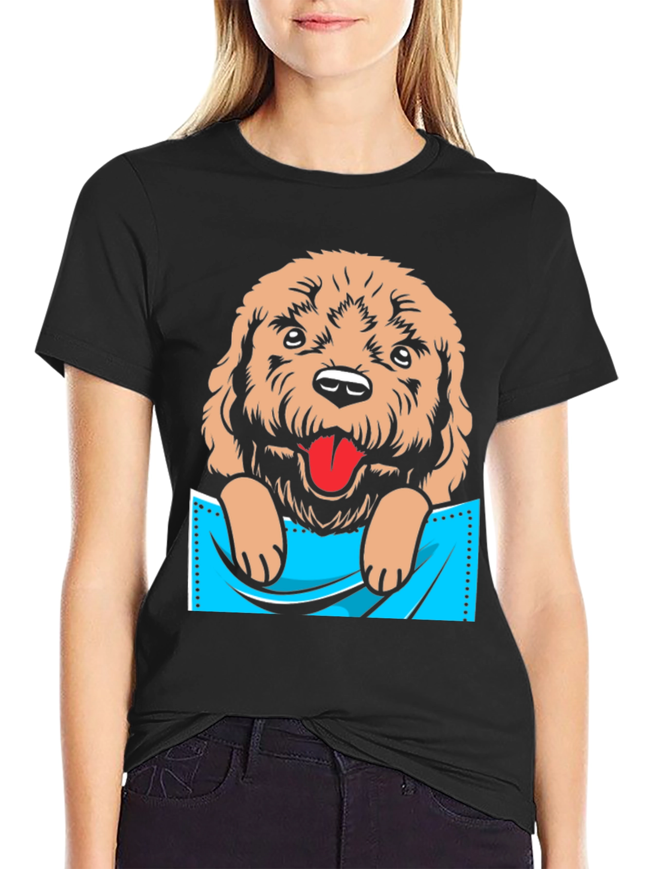 Cute Dog in Pocket Graphic T-Shirt