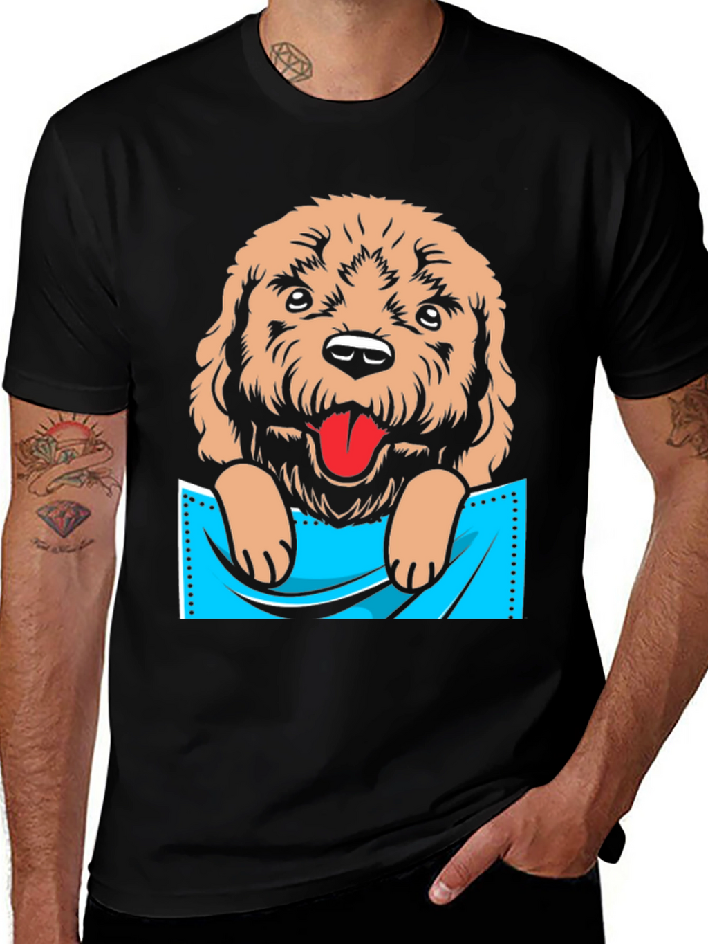 Cute Dog in Pocket Graphic T-Shirt
