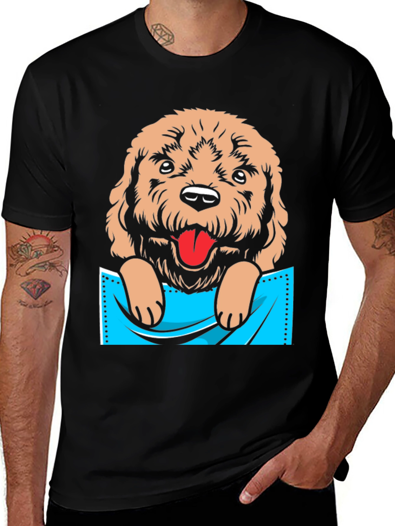Cute Dog in Pocket Graphic T-Shirt