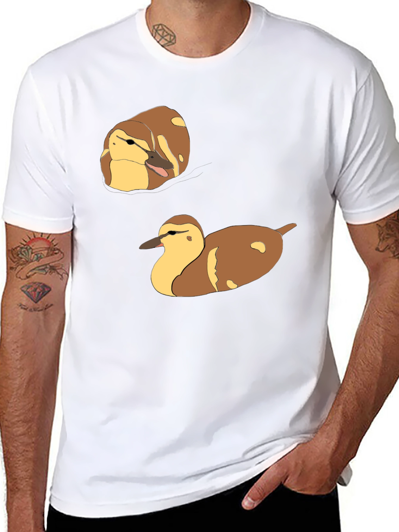 Duck T-Shirt: Brown and Yellow Quack Pair Design