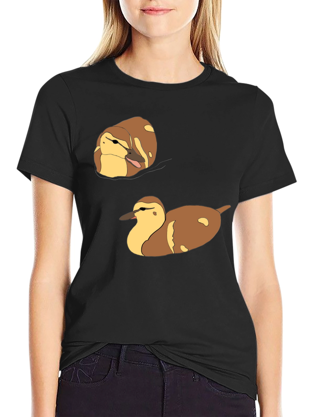 Duck T-Shirt: Brown and Yellow Quack Pair Design