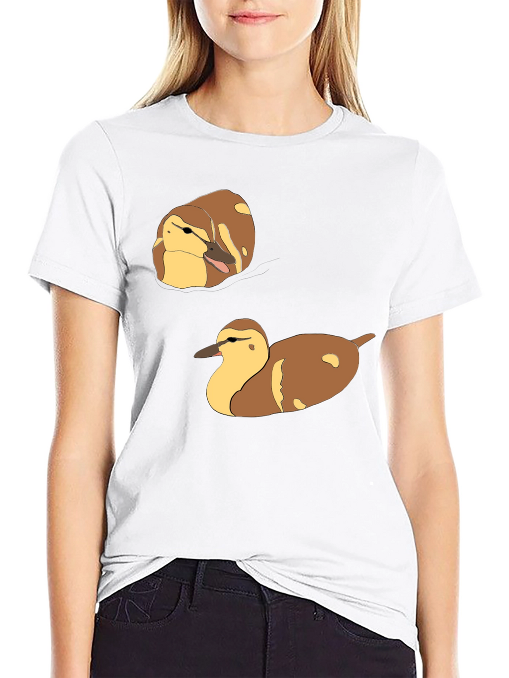 Duck T-Shirt: Brown and Yellow Quack Pair Design