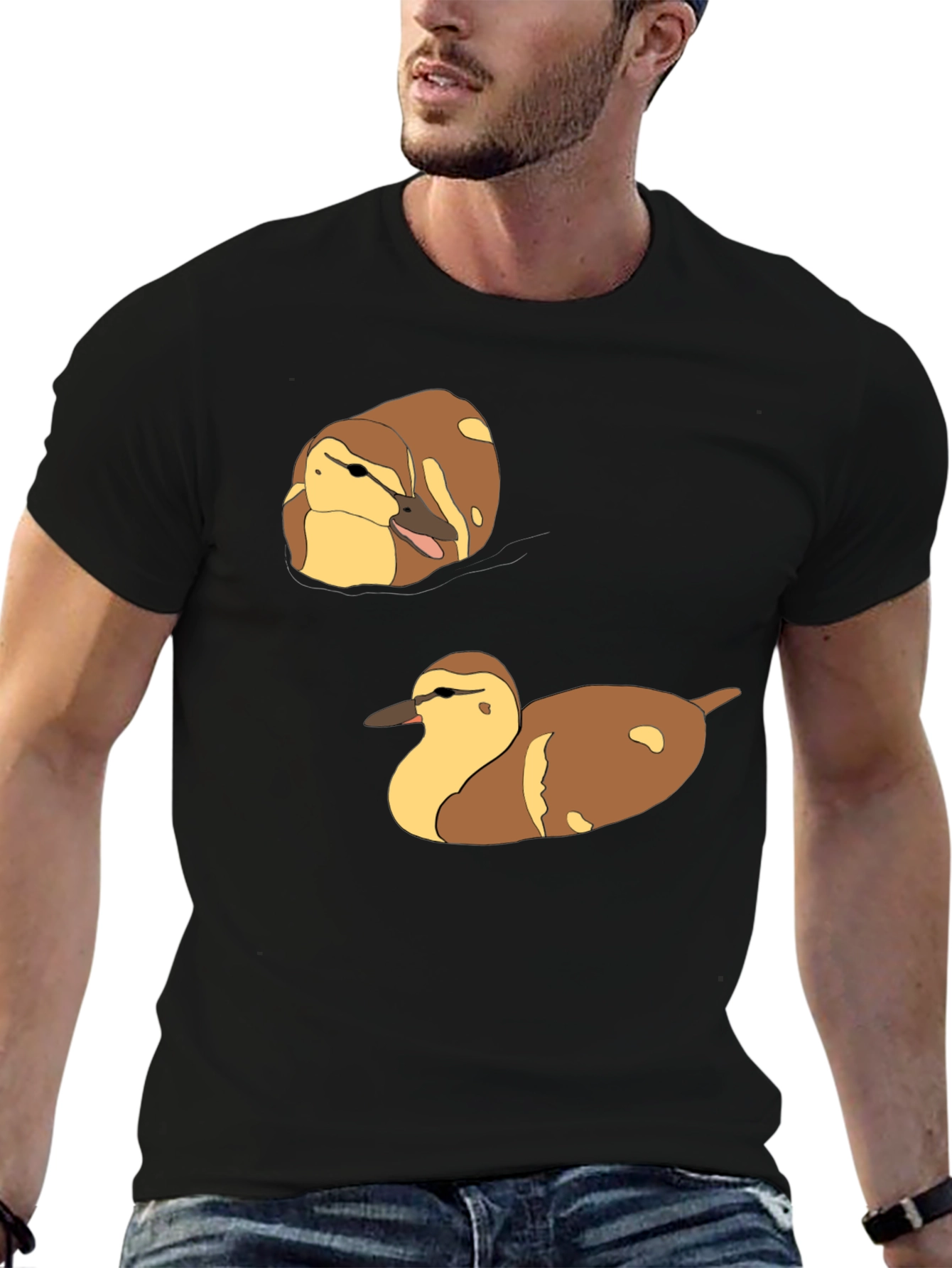 Duck T-Shirt: Brown and Yellow Quack Pair Design