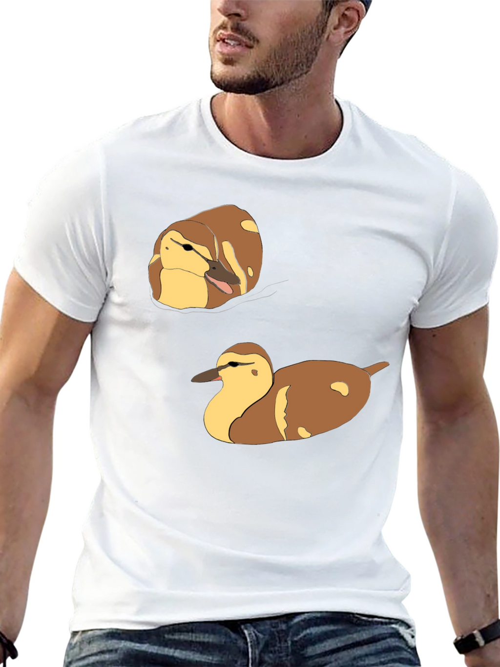 Duck T-Shirt: Brown and Yellow Quack Pair Design