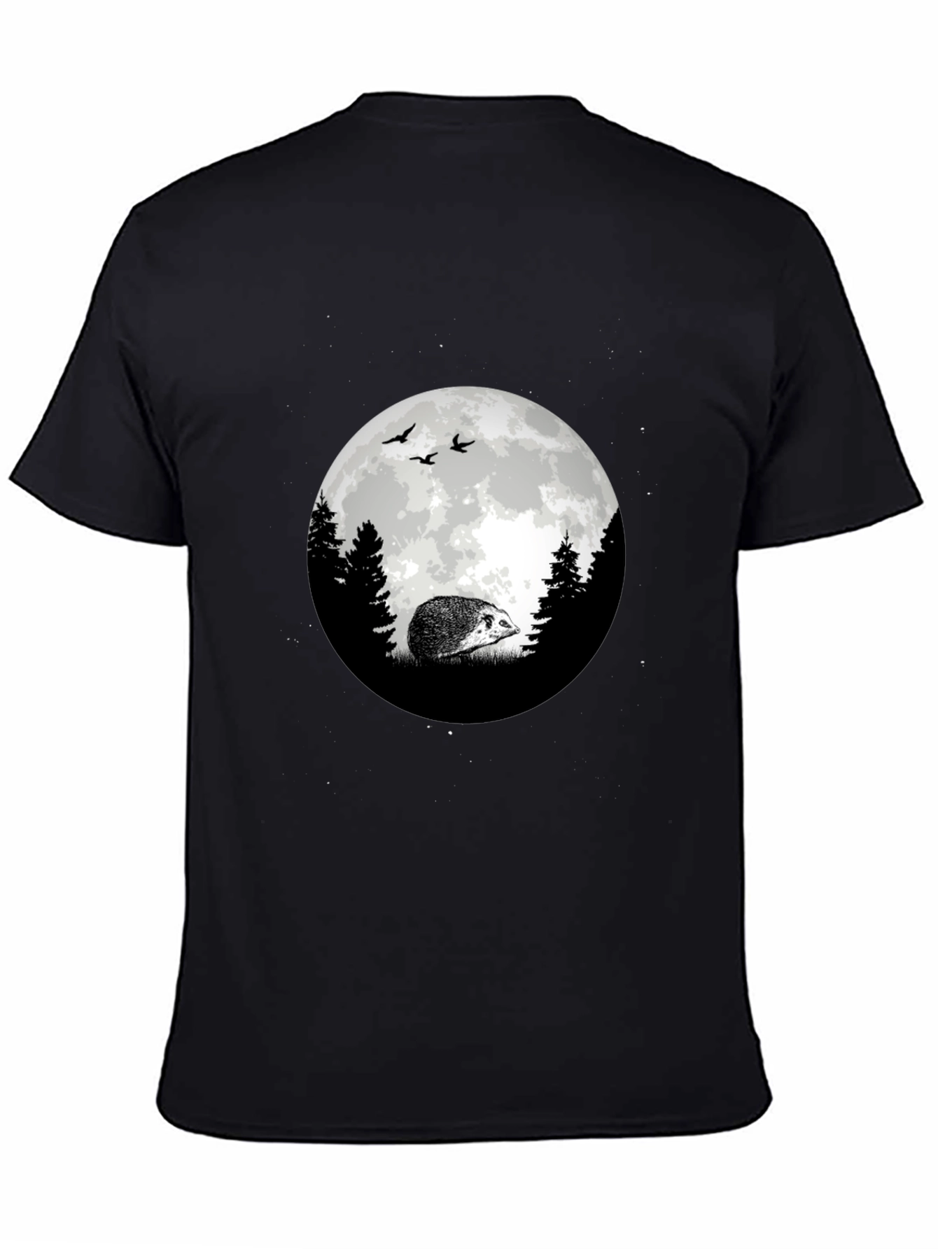 Moonlit Hedgehog Graphic Tee - Black
